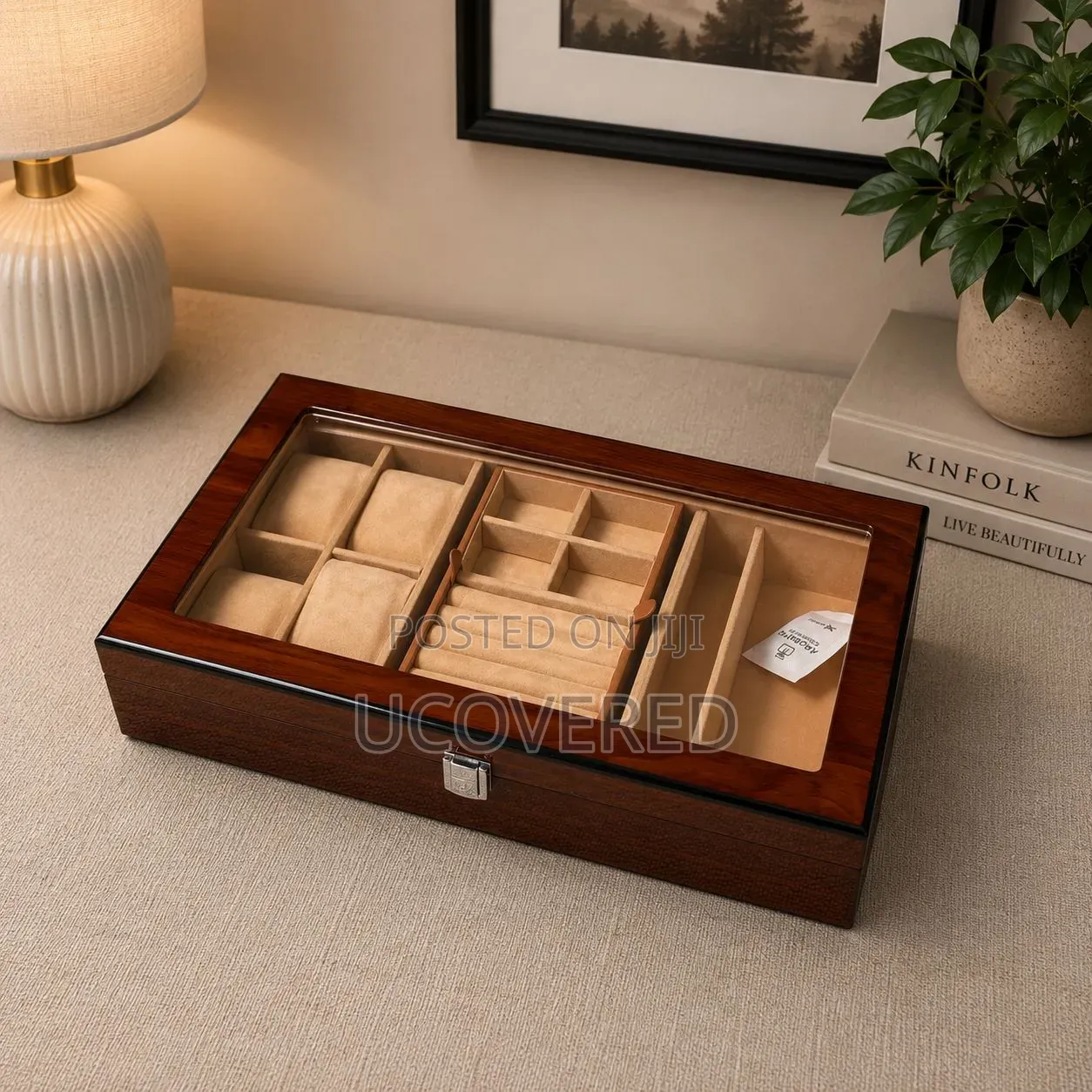 Polished Wood Watch and Jewelry Organizer Case