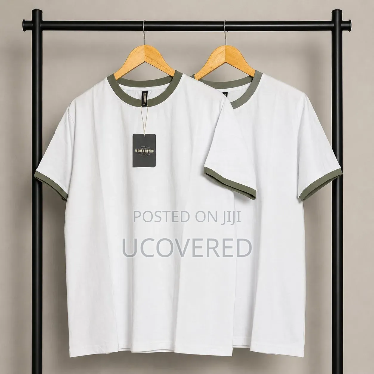 White Wooden Retro Ringer T-Shirt