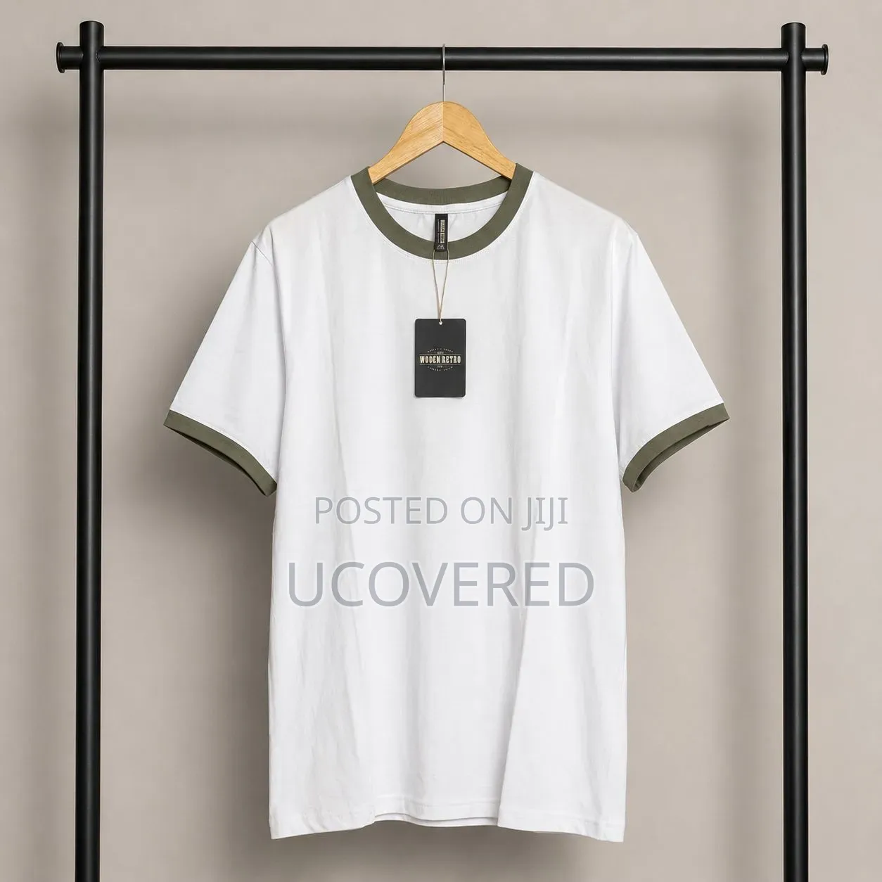 White Wooden Retro Ringer T-Shirt