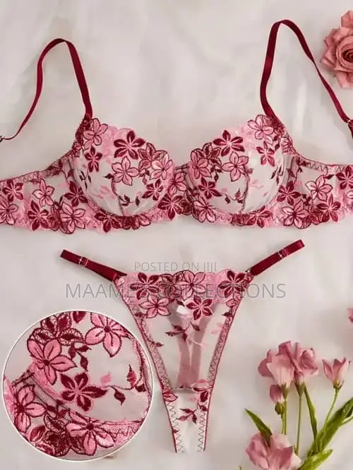 Floral Embroidered Women's Lingerie Bra and Panty Set