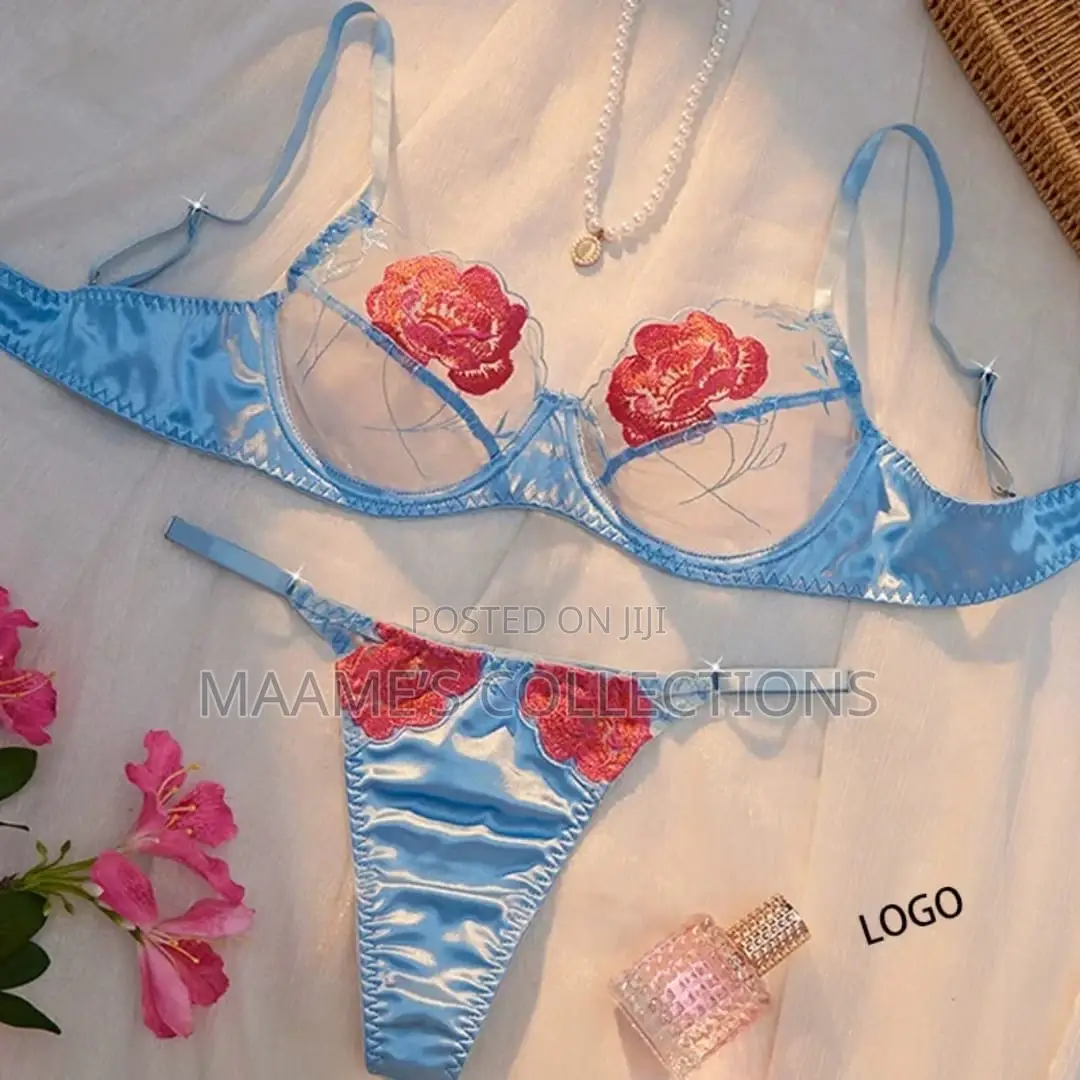 Floral Embroidered Women's Lingerie Bra and Panty Set