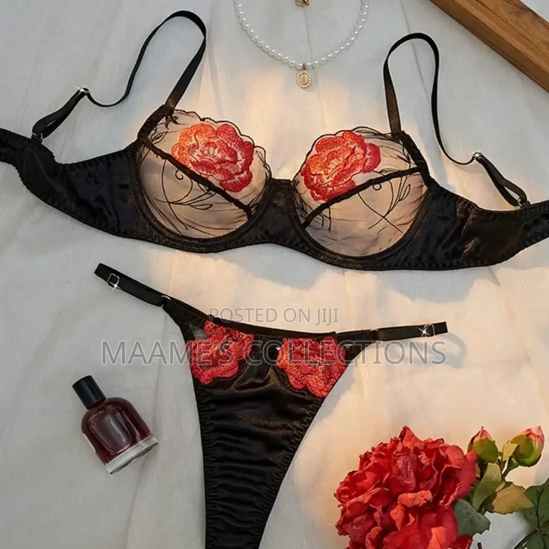 Floral Embroidered Women's Lingerie Bra and Panty Set