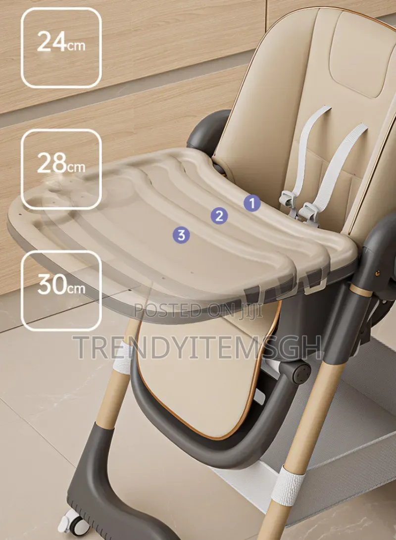 3-in-1 Baby High Chair, Recliner Pram - Adjustable Feeding Chair