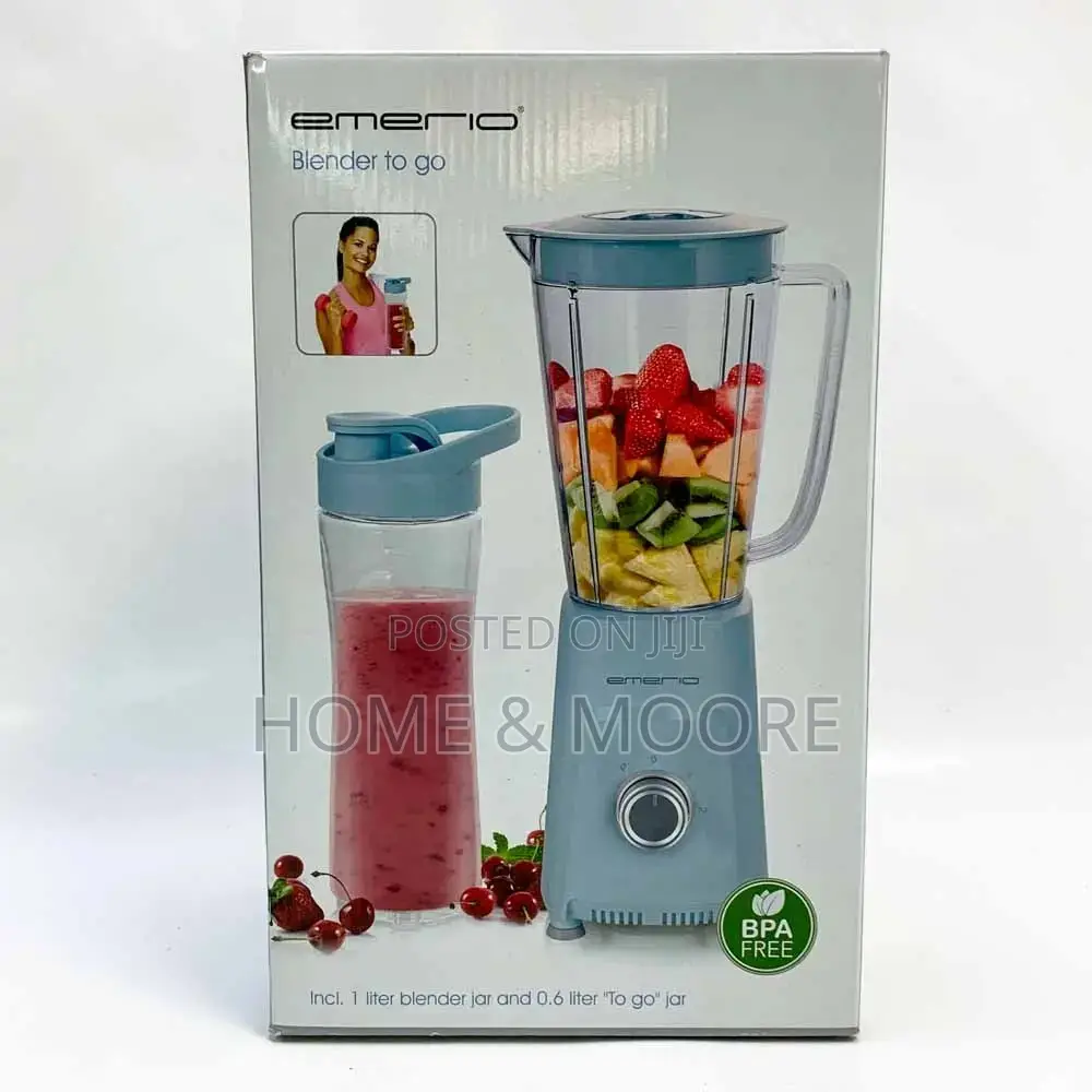 Emerio, 1 Liter Mixing Container and 0.6 Liter to-Go Container.