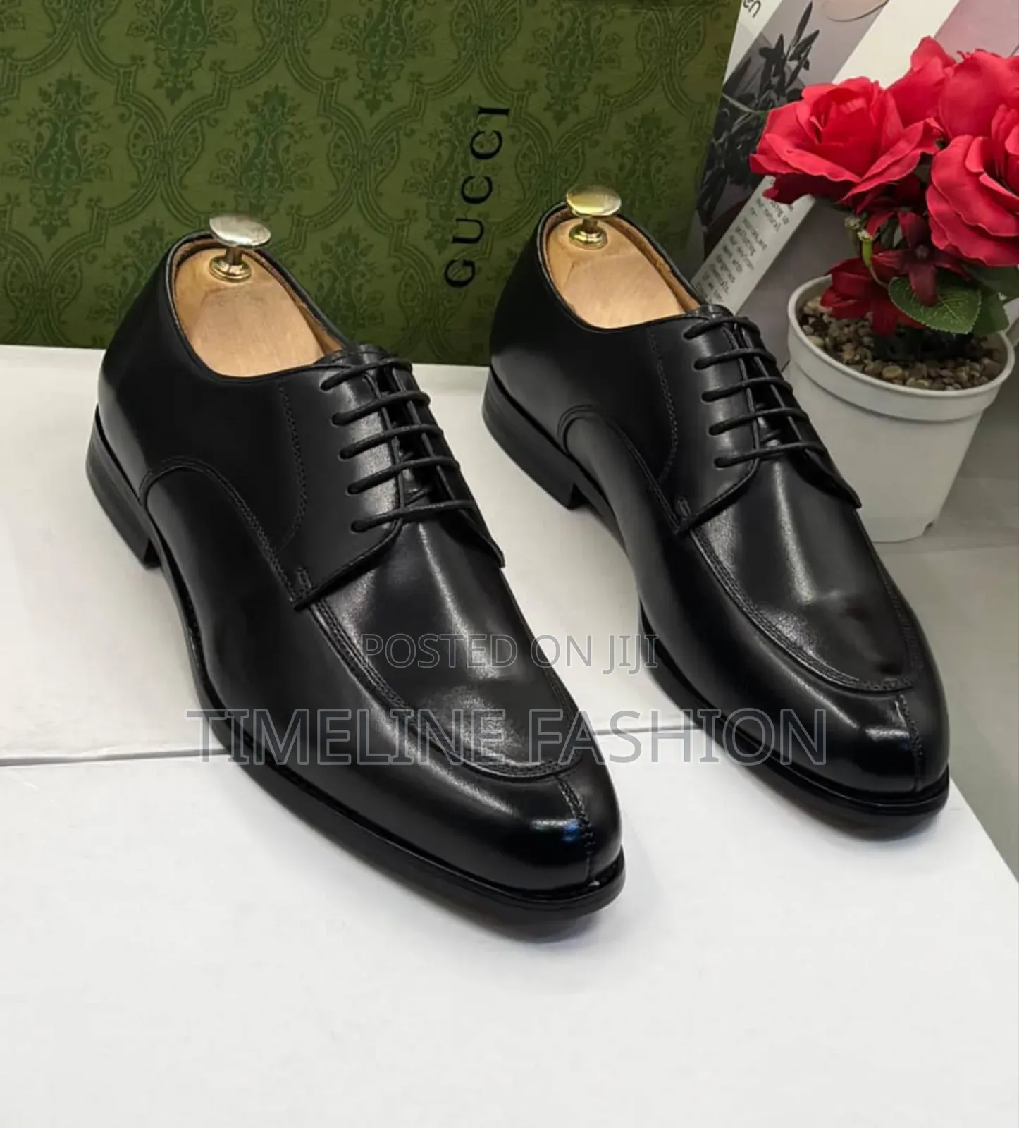 Genuine Leather Gucci Men's Lace Up Shoes Size 39 -46 Black
