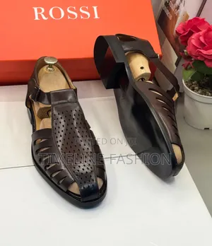 Genuine Leather Coffee Brown Men's Rossi Shoes Sandals
