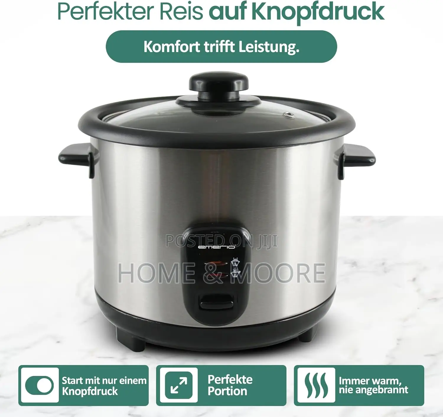 Emerio Rce-110118 Rice Cooker Stainless Steel, Black