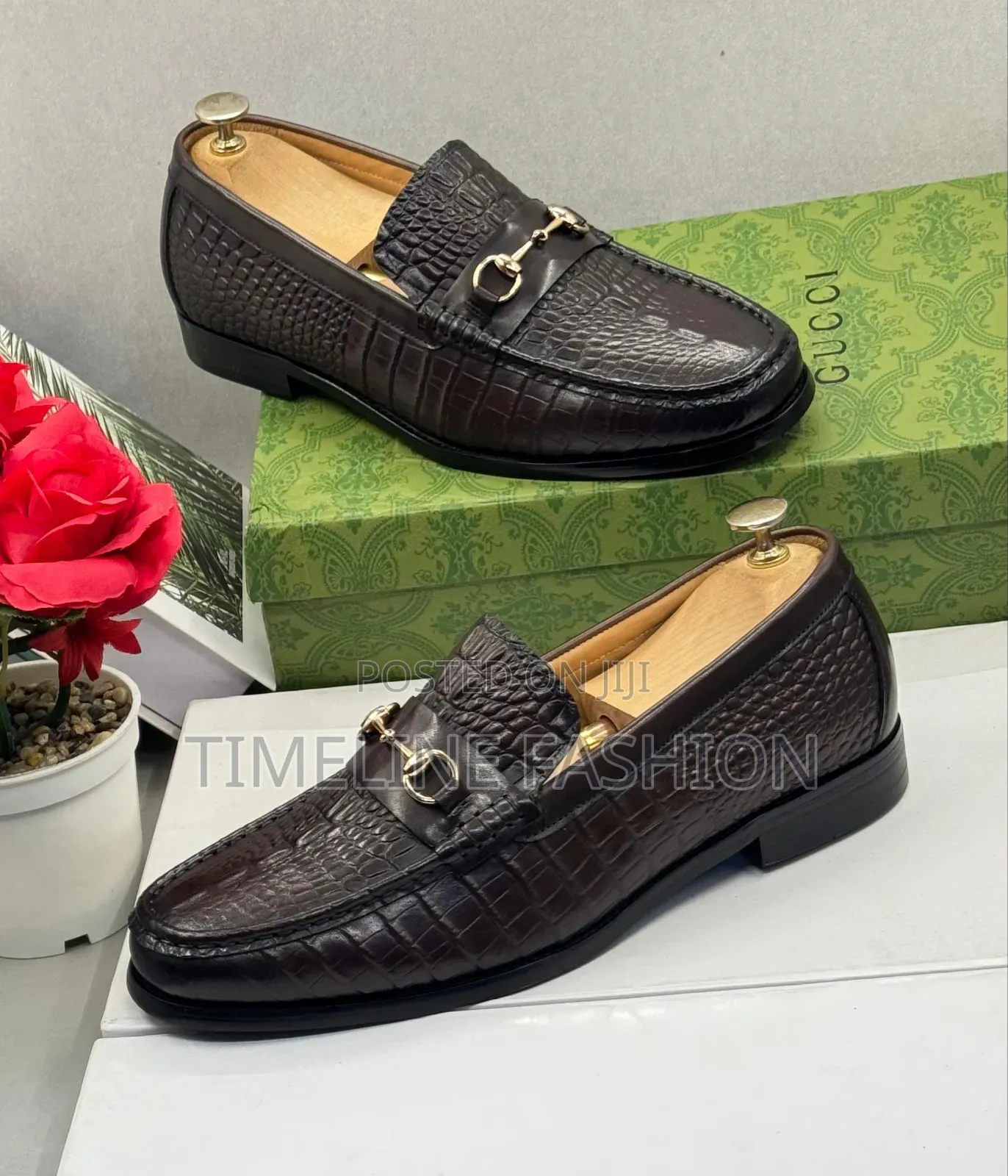 Genuine Leather Men's Coffee Brown Gucci Formal Shoes
