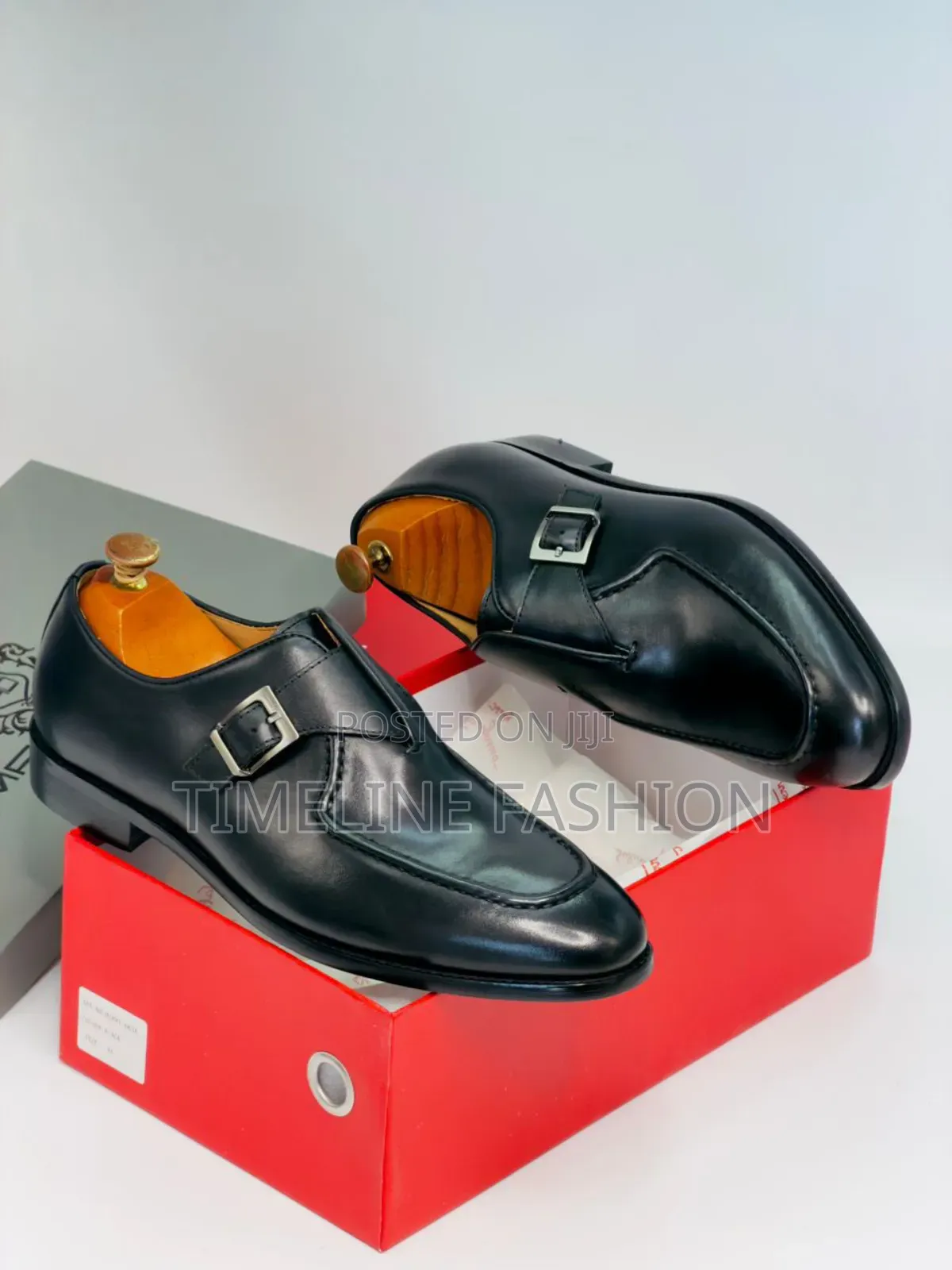 Maurizio Black Leather Single Monk Strap Men's Shoes