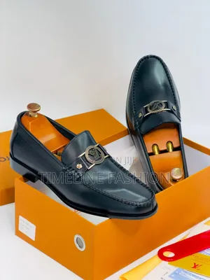 Quality Louis Vuitton Black Leather Penny Loafers