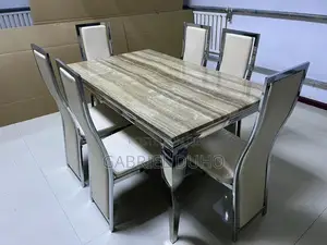 6 Seater Mable Dining Table Set