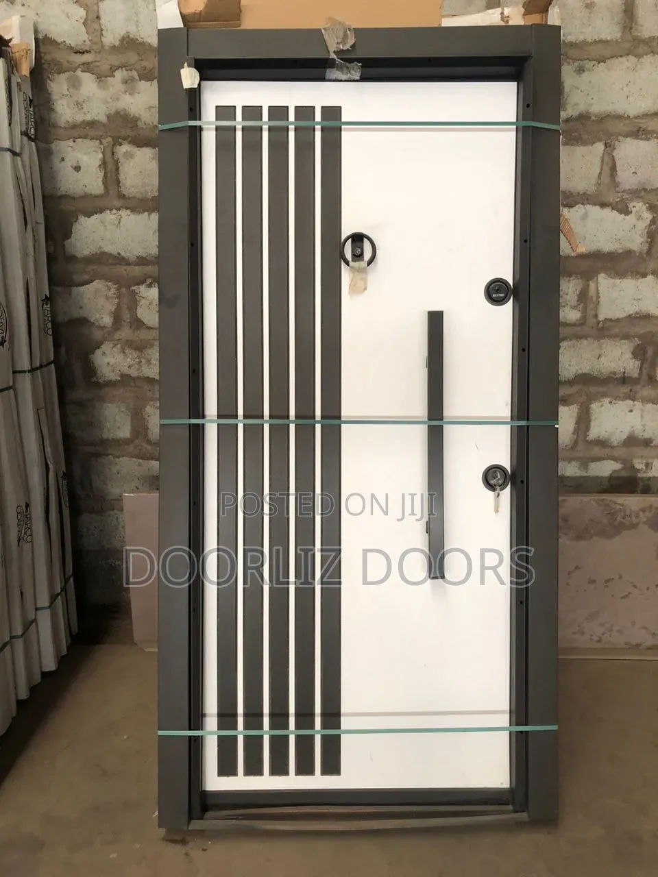 Black and White Turkish Double Lock Security Door Single