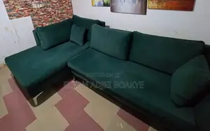 Stunning Green Velvet L-Shape Sofa