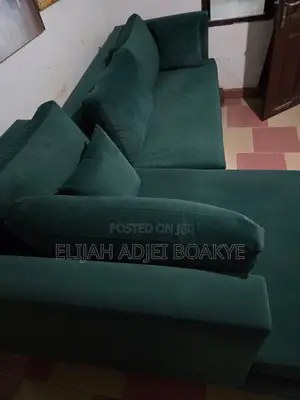 Stunning Green Velvet L-Shape Sofa