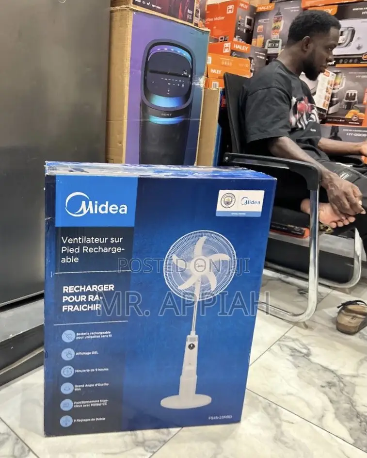 Rechargeable Standing Midea 18” Electric Fan(Digital Remote) 