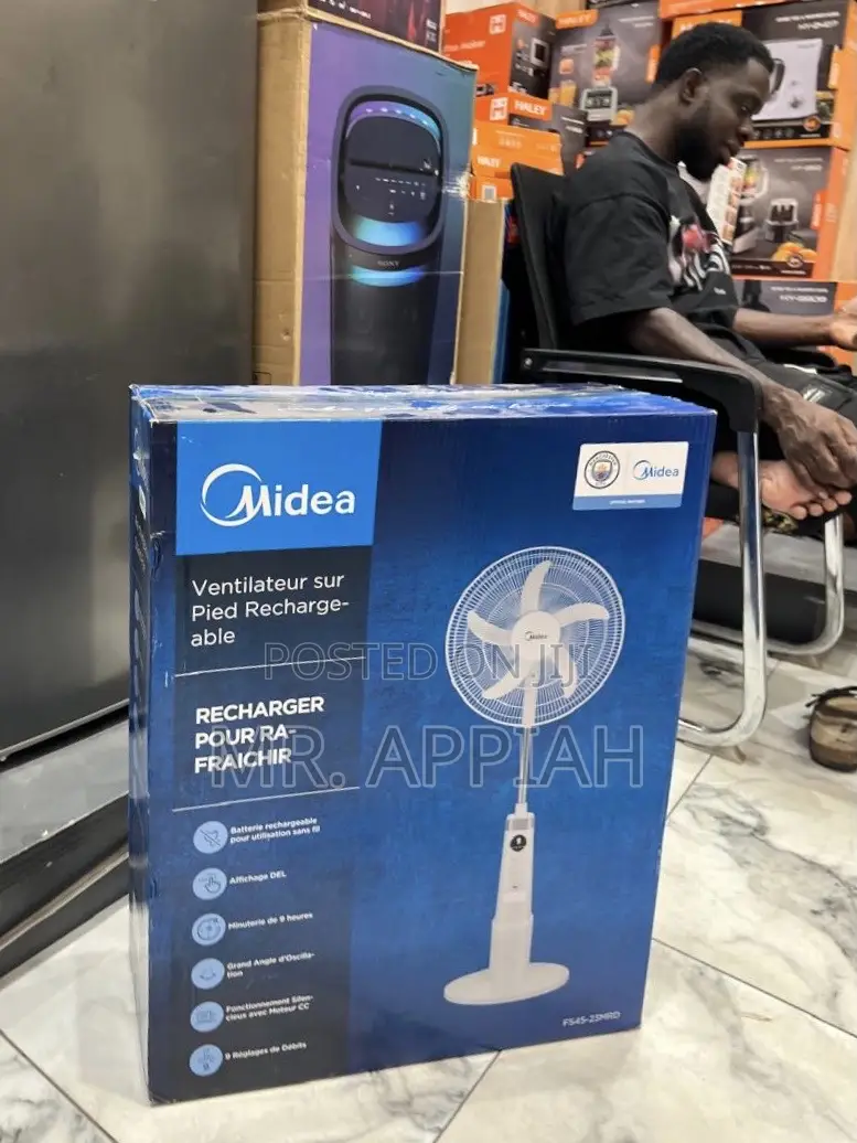 Check Out Durable Midea 18” Rechargeable Fan 