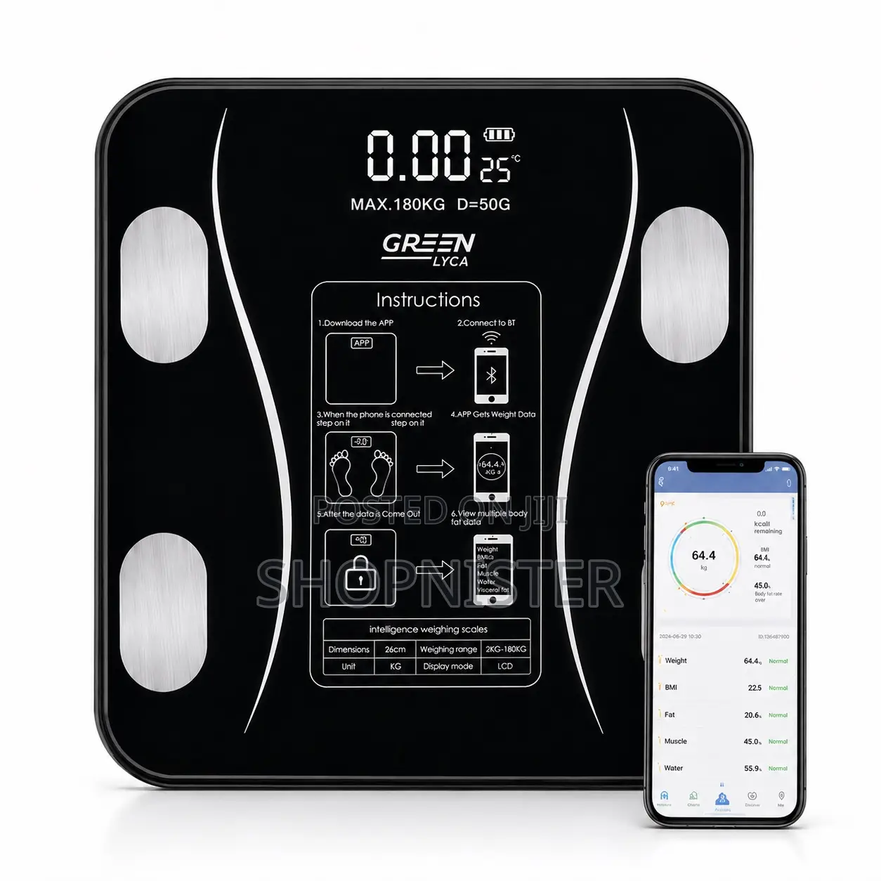 Smart Digital Weight Scale With Mobile App (180kg)