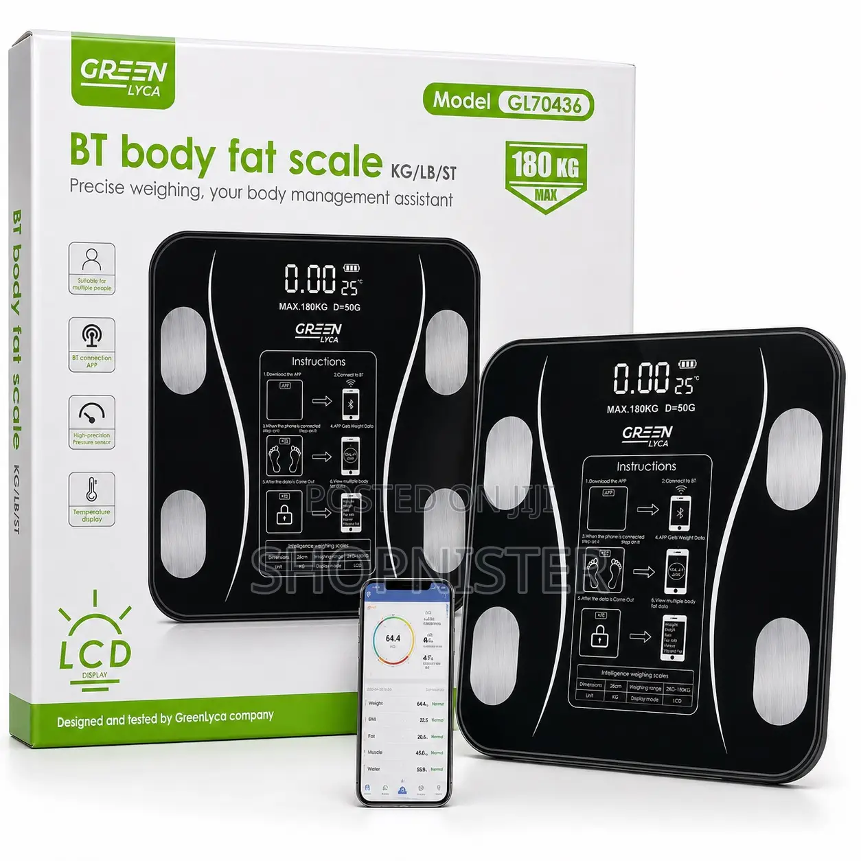 Smart Digital Weight Scale With Mobile App (180kg)