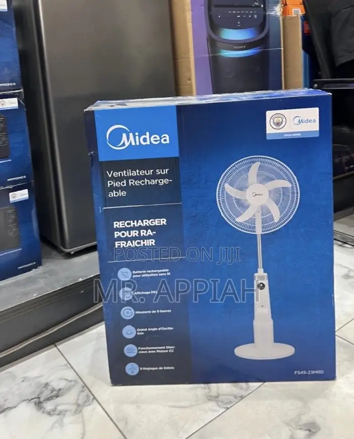 Order Midea 18” Rechargeable Standing Fan(White)Led Light 