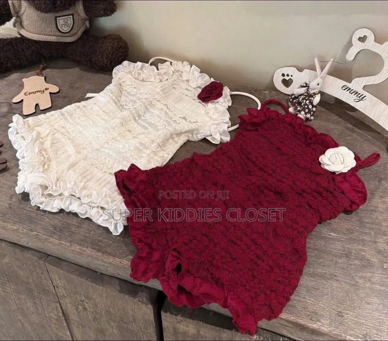 Lace Romper With Flower Brooch for Girls