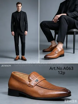 Brown Leather Lug-Sole Loafer.