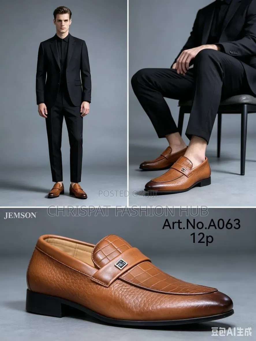 Brown Leather Lug-Sole Loafer.