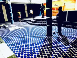 Blue Black Design Carpet for Church , Auditorium and Living Rooms