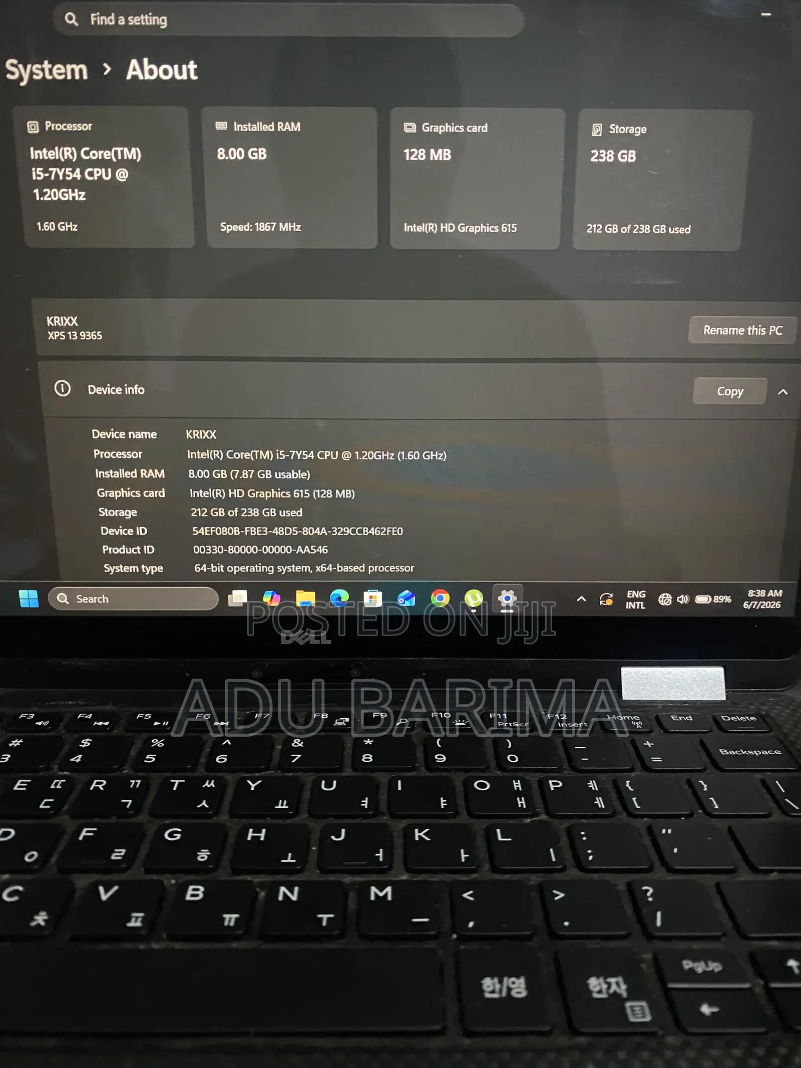 Laptop Dell XPS 13 8GB Intel Core i5 SSD 256GB