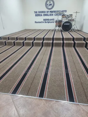 Striped Brown Carpet for Church Auditorium