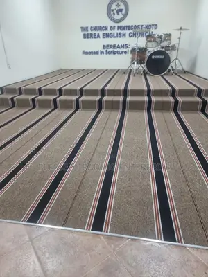 Striped Brown Carpet for Church Auditorium