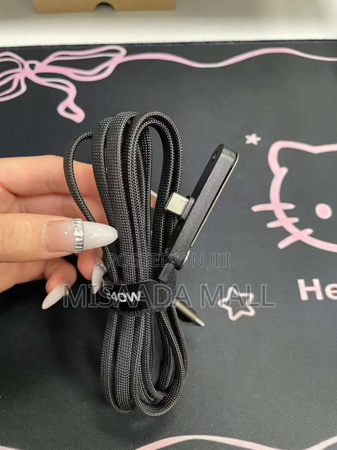 240w Type C Nylon Data Cable Double as Phone Stand