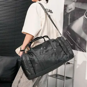 Quality Black Large Leather Duffel Travel Weekend Bag