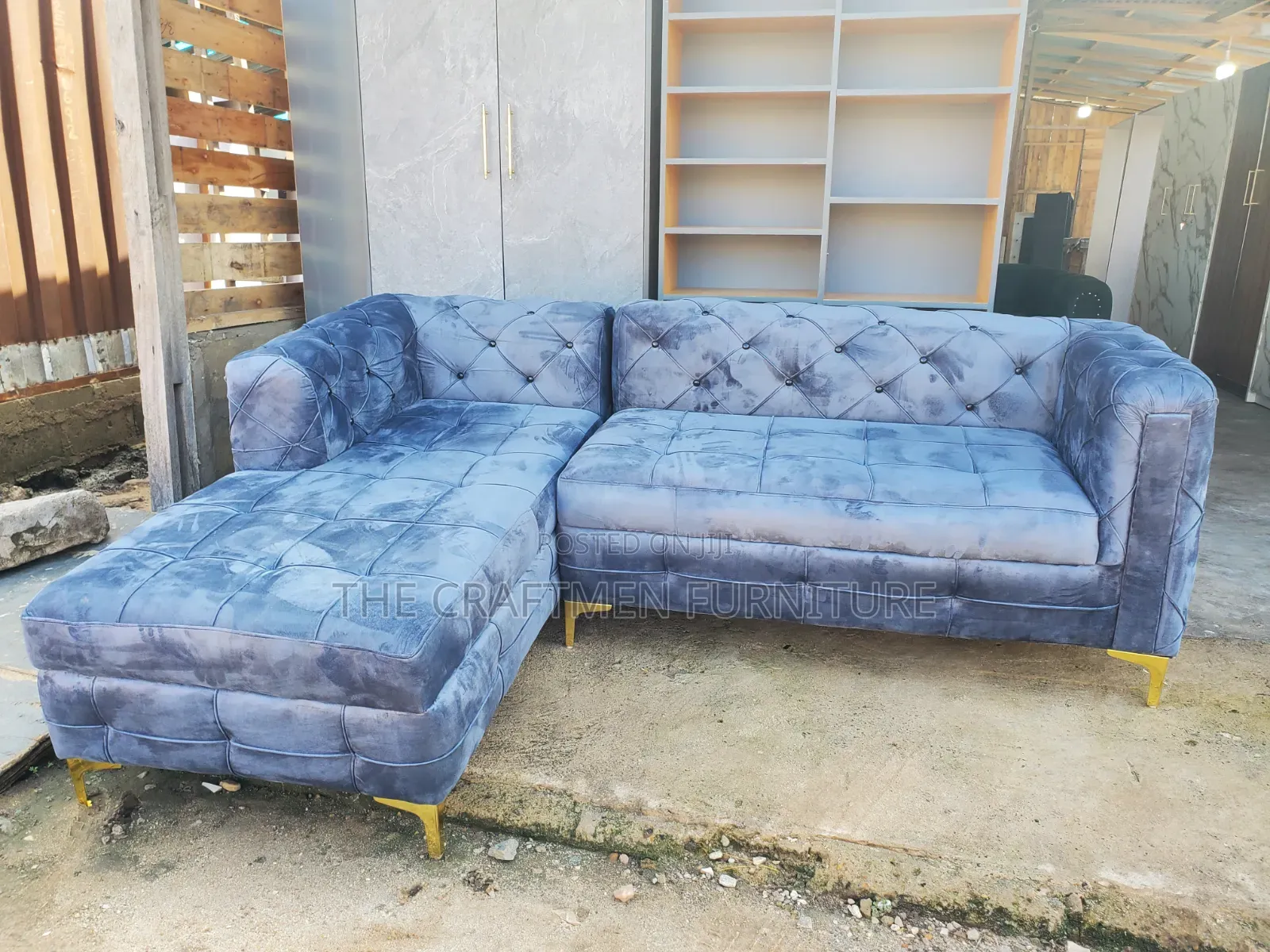 Velvet Grey Shape Sofa