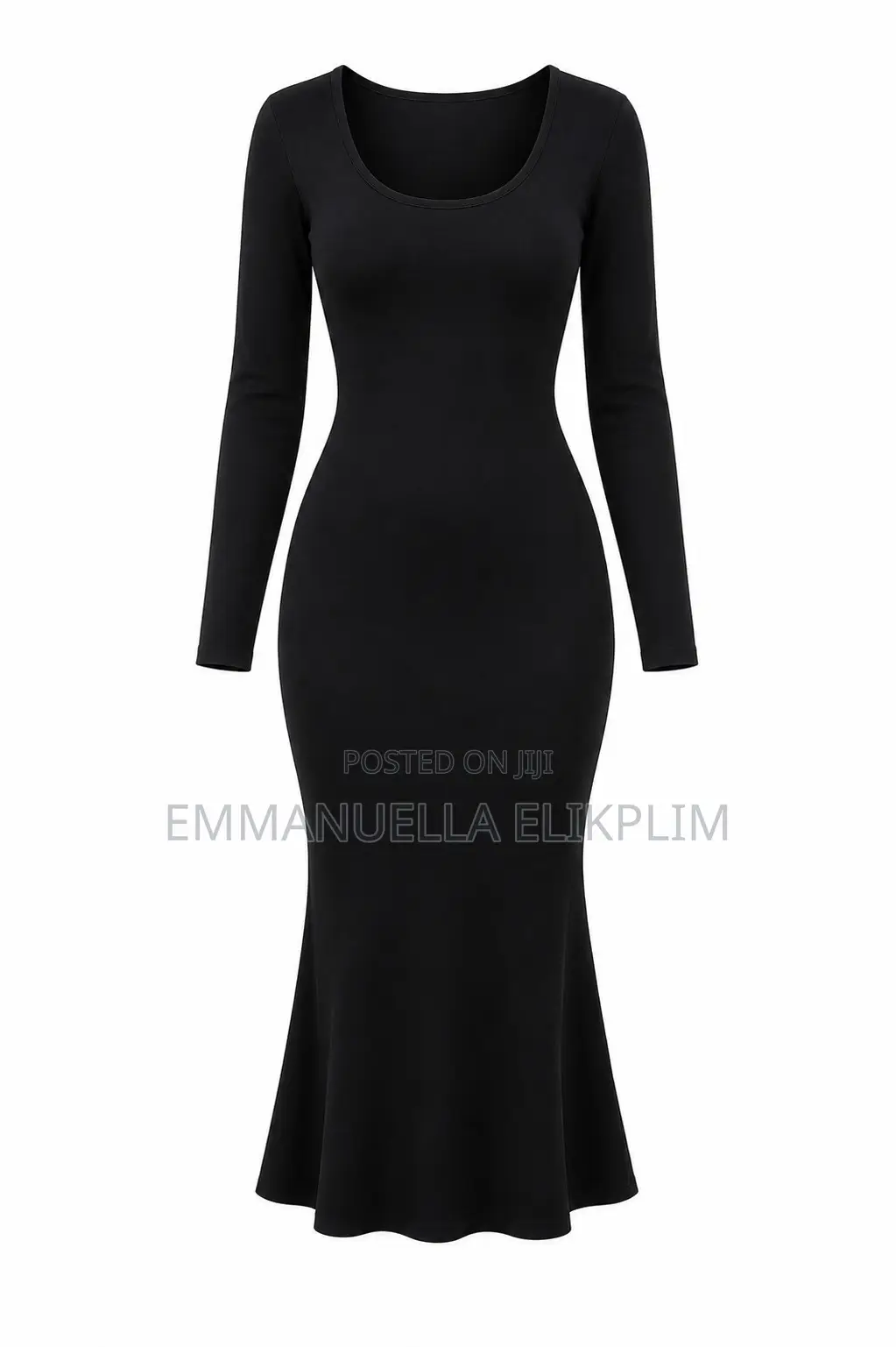 Black Long Sleeve Midi Dress