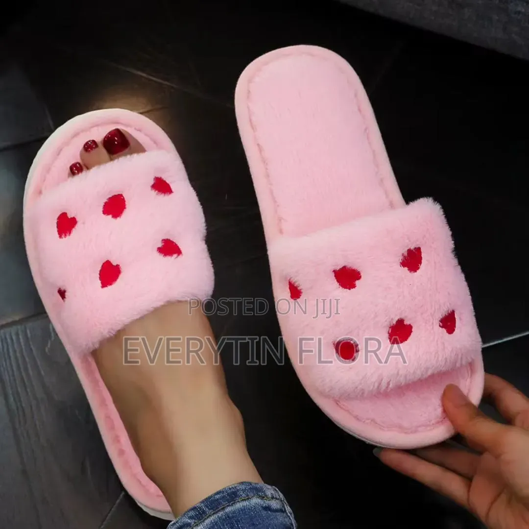 Women’S Plush Open-Toe Furry Slippers