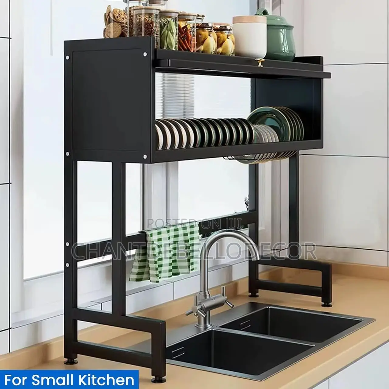 Above Sink Dish Rack Cabinet Space Saving Tier Adjustable