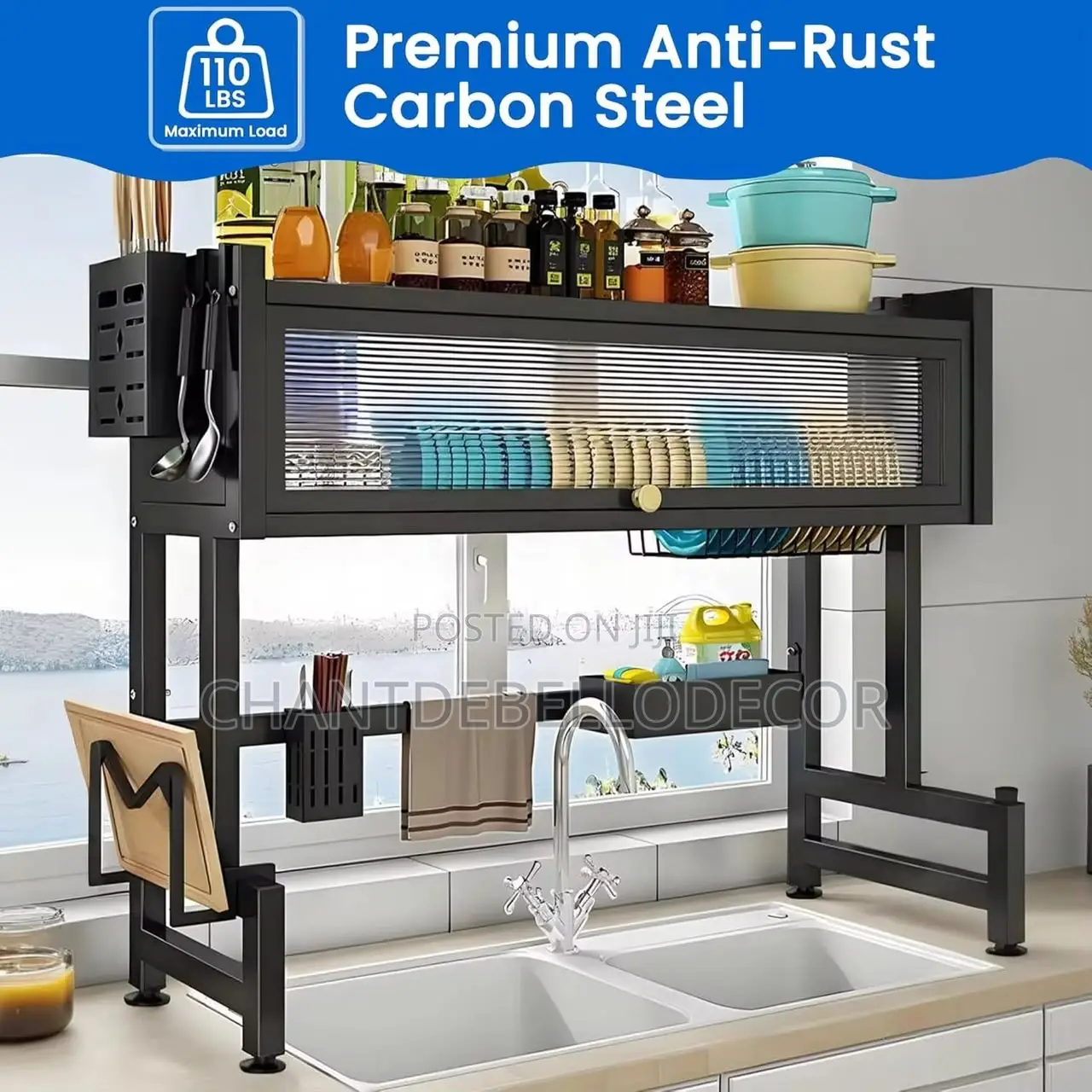 Above Sink Dish Rack Cabinet Space Saving Tier Adjustable