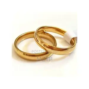 2 Pieces 4mm Stainless Steel Couple Wedding Rings - Gold