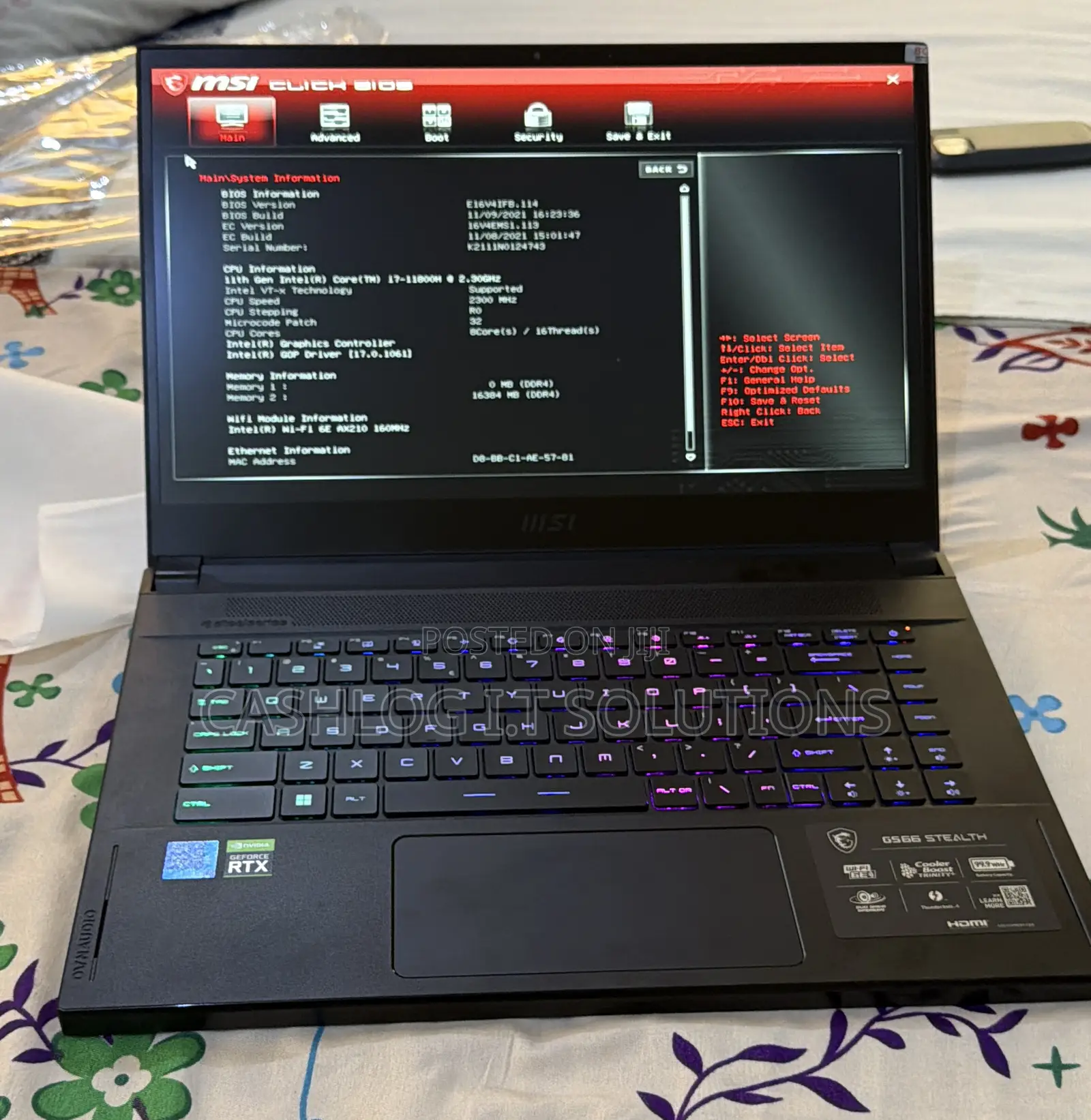 New Laptop MSI GS66 Stealth 11UH 16GB Intel Core i7 SSD 512GB