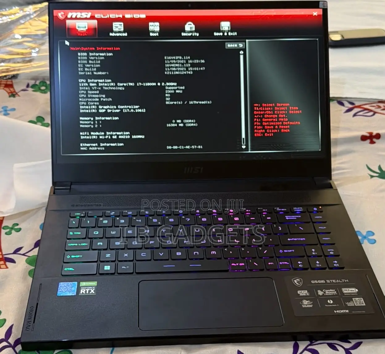 Laptop MSI GS66 Stealth 11UH 16GB Intel Core i7 SSD 512GB