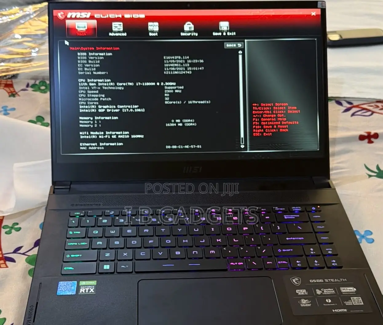 Laptop MSI GS66 Stealth 11UH 16GB Intel Core i7 SSD 512GB
