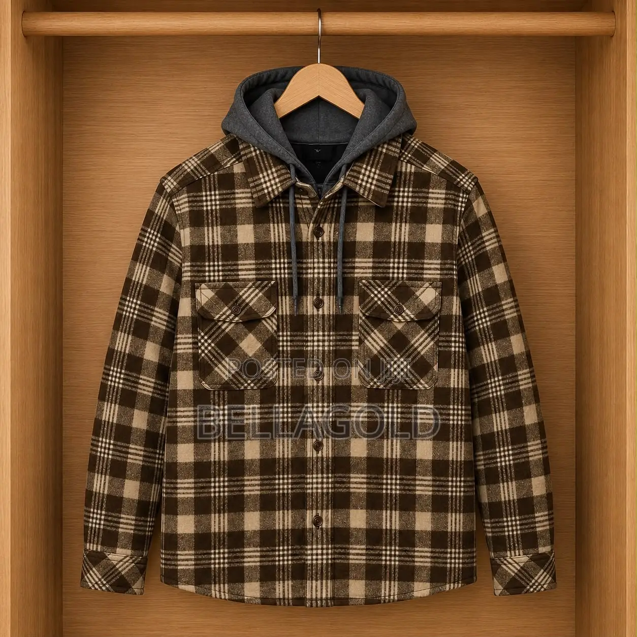 Sherpa-Lined Flannel Hoodie /Sherpa-Lined Flannel Shirt Jacket