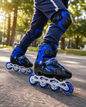 Adjustable Kids Inline Roller Skates Set (Size 35–38) With Protective