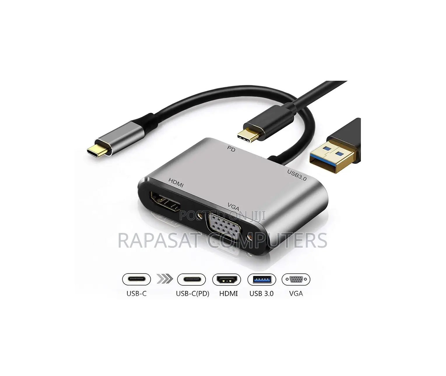 Usb-c To Hub Pd Hdtv+Vga+Usb 4 In 1