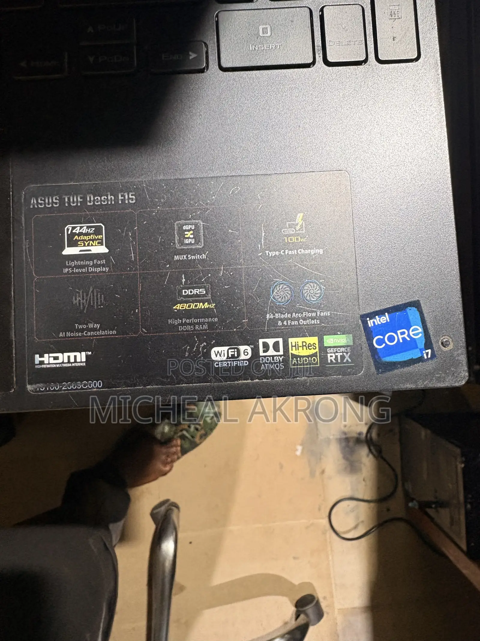 Laptop Asus TUF Dash F15 32GB Intel Core i7 HDD+SSD 500GB