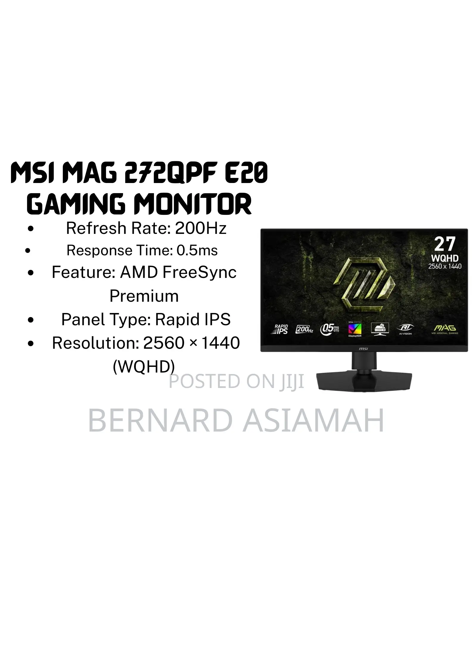 Msi Mag 272qpf €20 Gaming Monitor