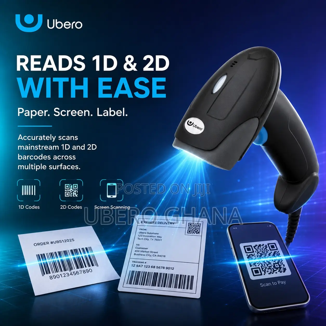 Ubero S1 2d Wired Barcode Scanner