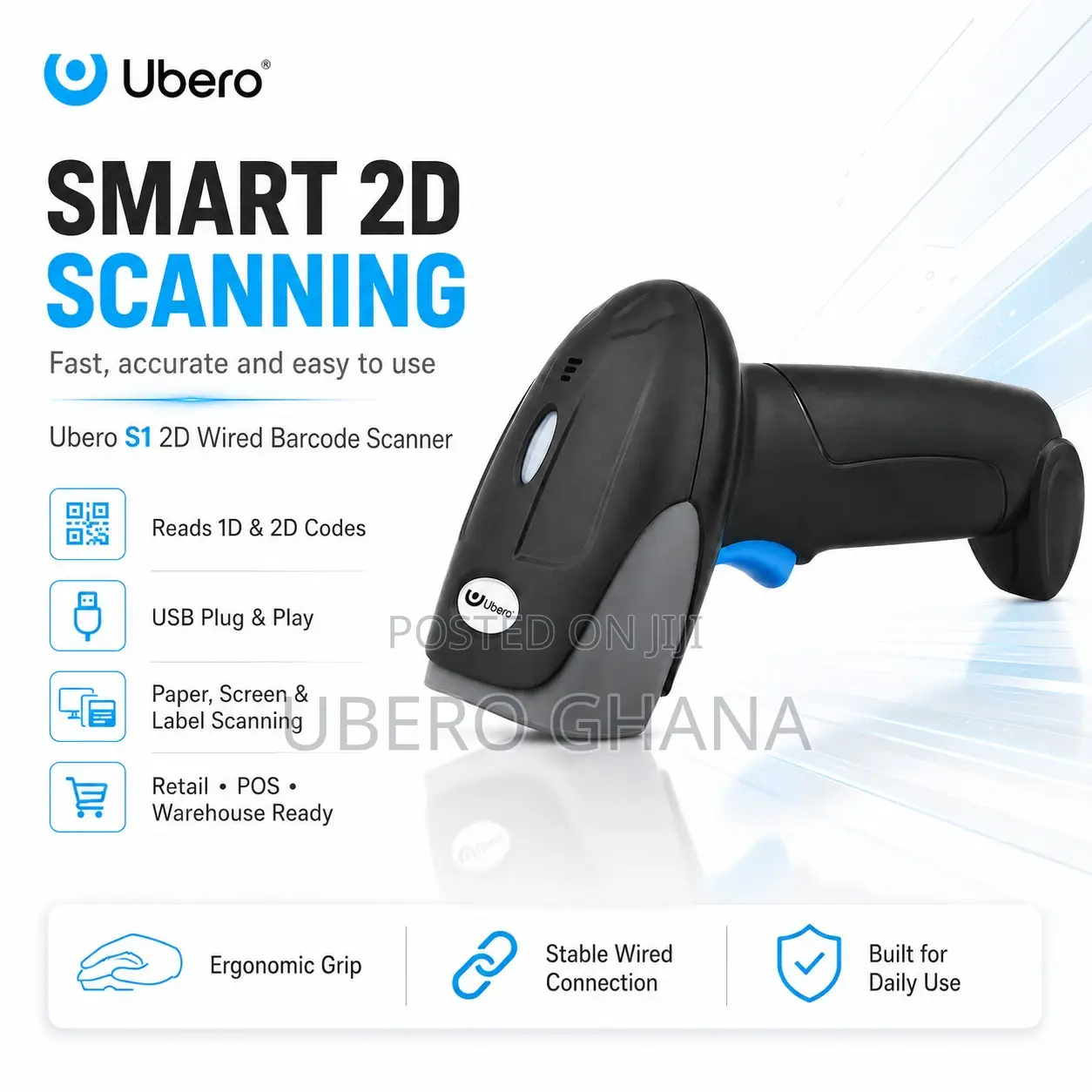 Ubero S1 2d Wired Barcode Scanner