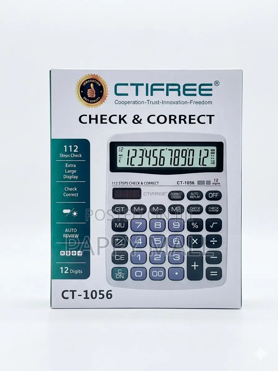 Ctifree Ct-1056 12-Digit Professional Calculator, Check Correct Tool