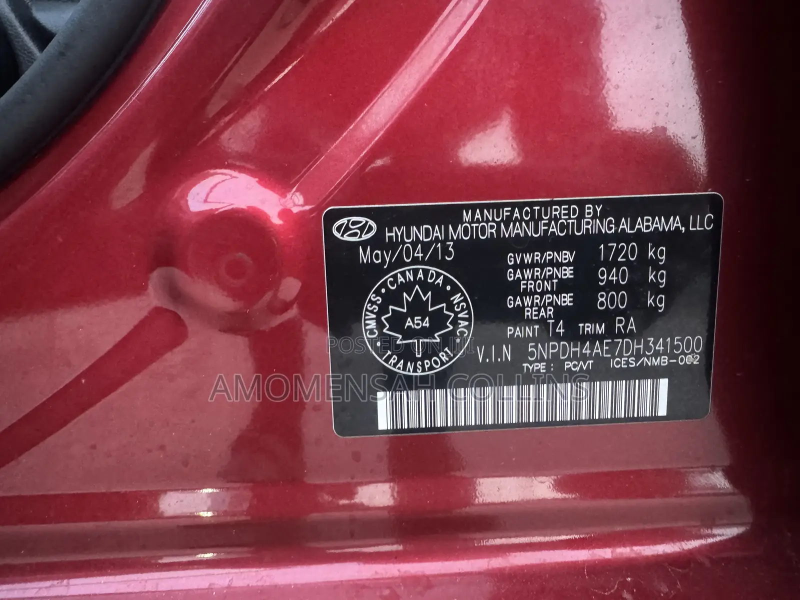 Hyundai Elantra Limited 4dr Sedan (1.8L 4cyl 6A) 2014 Red
